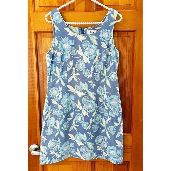 Lilly Pulitzer Dresses & Skirts - Lilly Pulitzer Dragonfly Sheath Dress Sz 8 Linen Cotton Sleeveless Blue Green